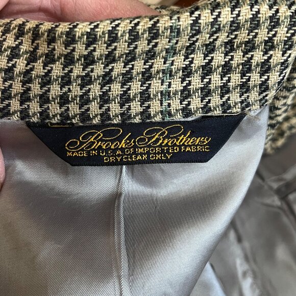 Brooks Brothers Wool Houndstooth Jacket Sports‎ Coat Blazer 41R Brown / Beige - Picture 7 of 10